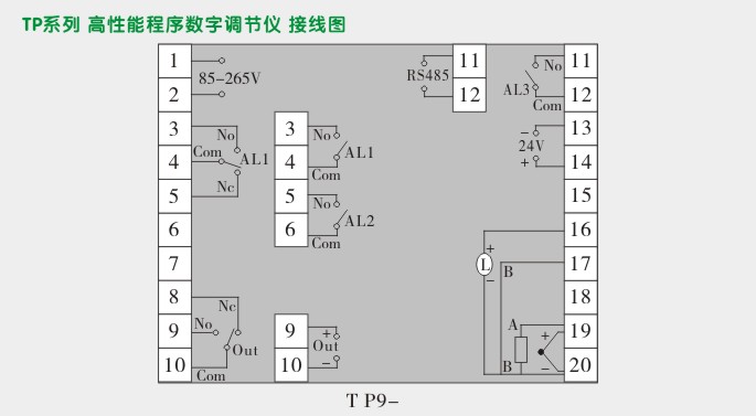 可控硅温度控制器,TP9三相过零触发温控器接线图 可控硅温度控制器,TP9三相过零触发温控器接线图